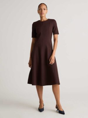 Ultra-Stretch Ponte Short Sleeve Midi Dress