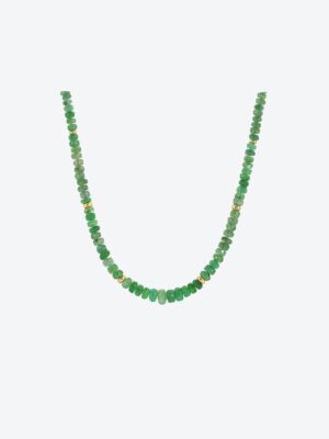 Green Emerald & Gold Beaded Necklace