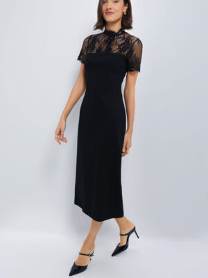 Hyacinth House Black Lace Agatha Midi Dress