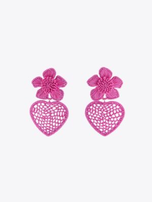 RAFFIA FLORAL HEART EARRINGS