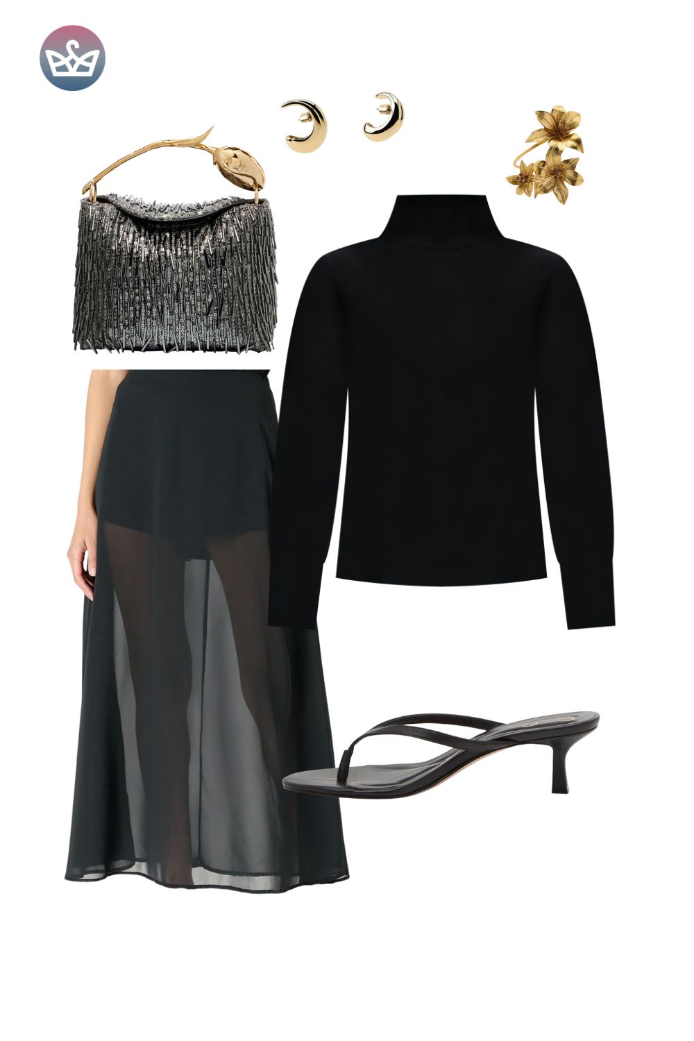 Options to use a cozy hangout staple for simple party outfits shop your closet first I mean it Pull out every skirt every interesting pant every piece that makes you feel something Think metallic jeans iridescent pants and skirts Try them with your mvp that you probably already own a black turtleneck Yes that one