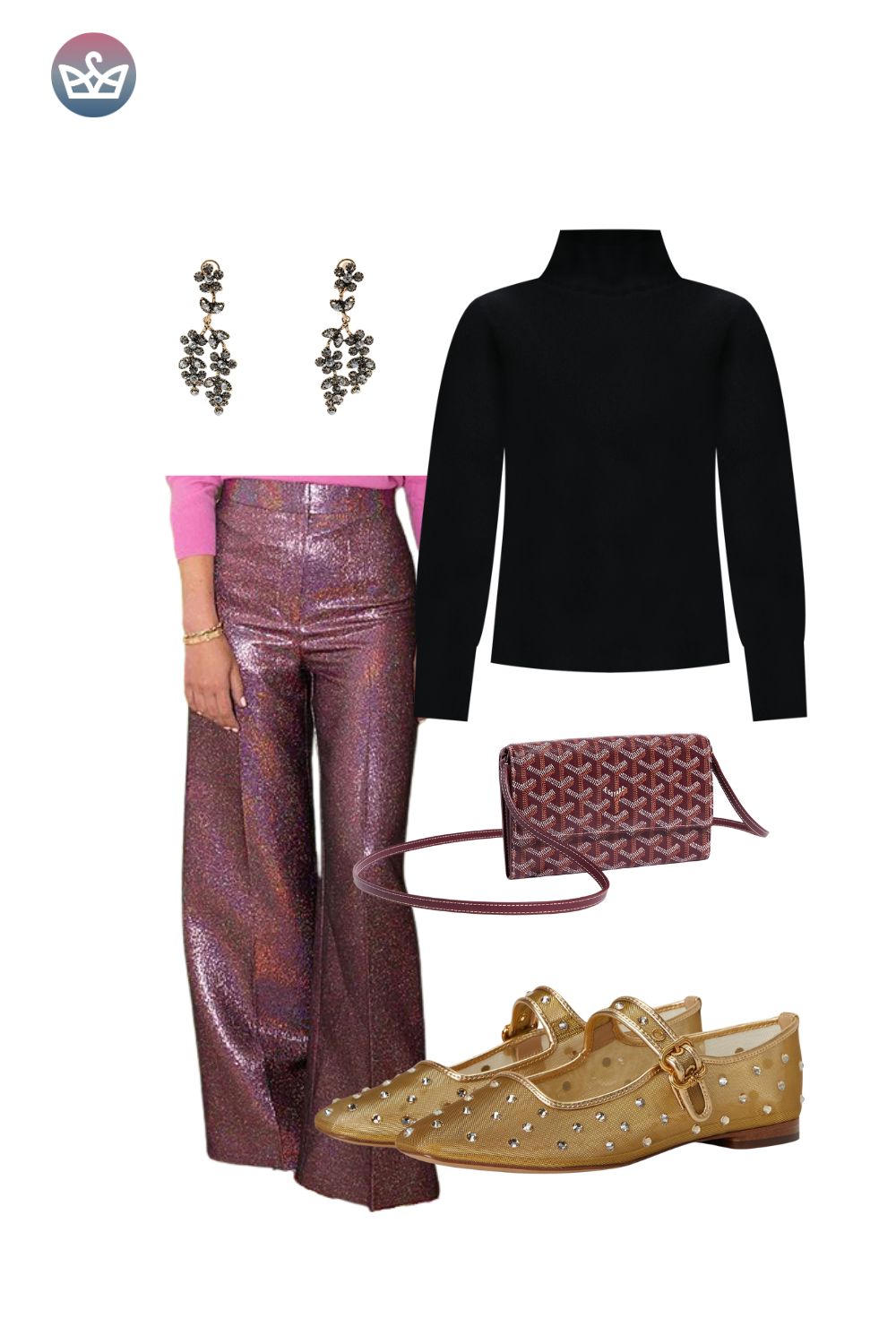 Options to use a cozy hangout staple for simple party outfits shop your closet first I mean it Pull out every skirt every interesting pant every piece that makes you feel something Think metallic jeans iridescent pants and skirts Try them with your mvp that you probably already own a black turtleneck Yes that one