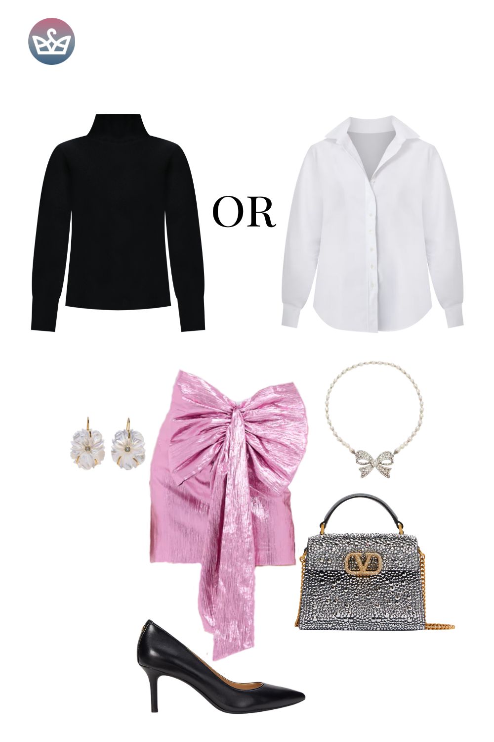 Options to use a cozy hangout staple for simple party outfits shop your closet first I mean it Pull out every skirt every interesting pant every piece that makes you feel something Think metallic jeans iridescent pants and skirts Try them with your mvp that you probably already own a black turtleneck Yes that one