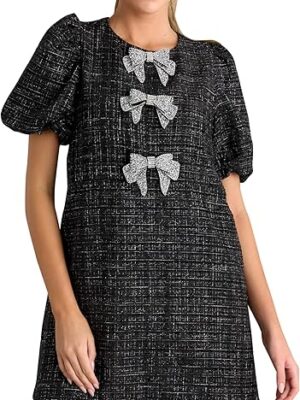 Tweed Dress Woman with Bows