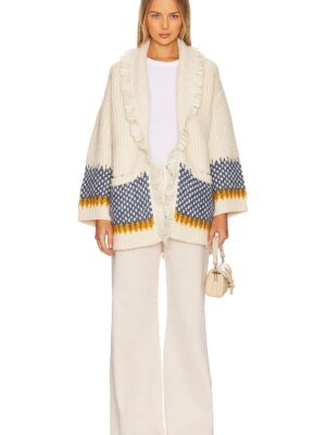 Layer this wrap cardiganover the dress: Malena Chunky Fairisle Cardigan Tularosa