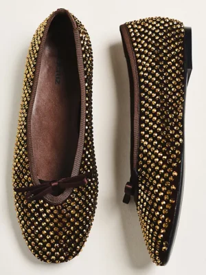 Lola Cruz Studded Bow Ballet Flats