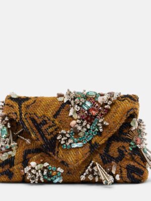 Dries Van Noten Small embellished jacquard clutch