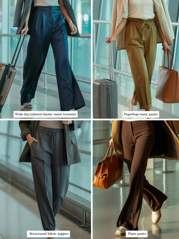 Pajama adjacent airport travel outfits the best chic airport outfit has a secret its pajama adjacent   elastic waistbands Soft knits Layers you can remove Nothing tight Nothing fussy I almost fainted when i spotted this genius style maven outside the hermès spring fashion show in paris Her pants Look closely at them Theyre the perfect pull on