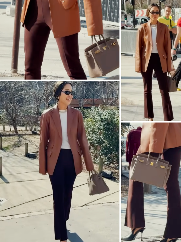 Pajama adjacent airport travel outfits the best chic airport outfit has a secret its pajama adjacent   elastic waistbands Soft knits Layers you can remove Nothing tight Nothing fussy I almost fainted when i spotted this genius style maven outside the hermès spring fashion show in paris Her pants Look closely at them Theyre the perfect pull on