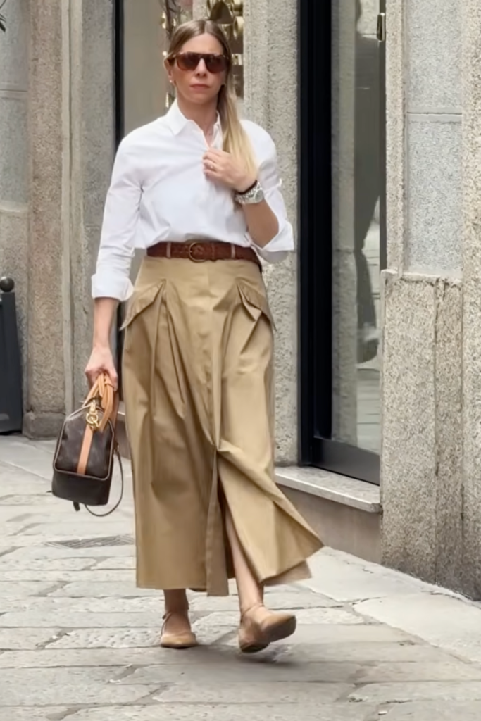 If milan street style has taught us anything its that low effort outfits are actually the most stylish ones The women who look effortlessly chic arent working harder or making more effort Theyre wearing better combinations A formula i see over and over A white top and a skirt Heres how to steal it and