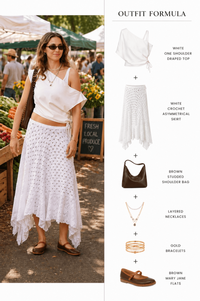 Brunch outfits should feel easy charming and slightly more thoughtful than whatever you wear to run through a drive thru The same goes for farmers market style You want something that feels pretty in daylight comfortable enough to move in and polished enough that you do not feel half dressed when you meet someone you know White