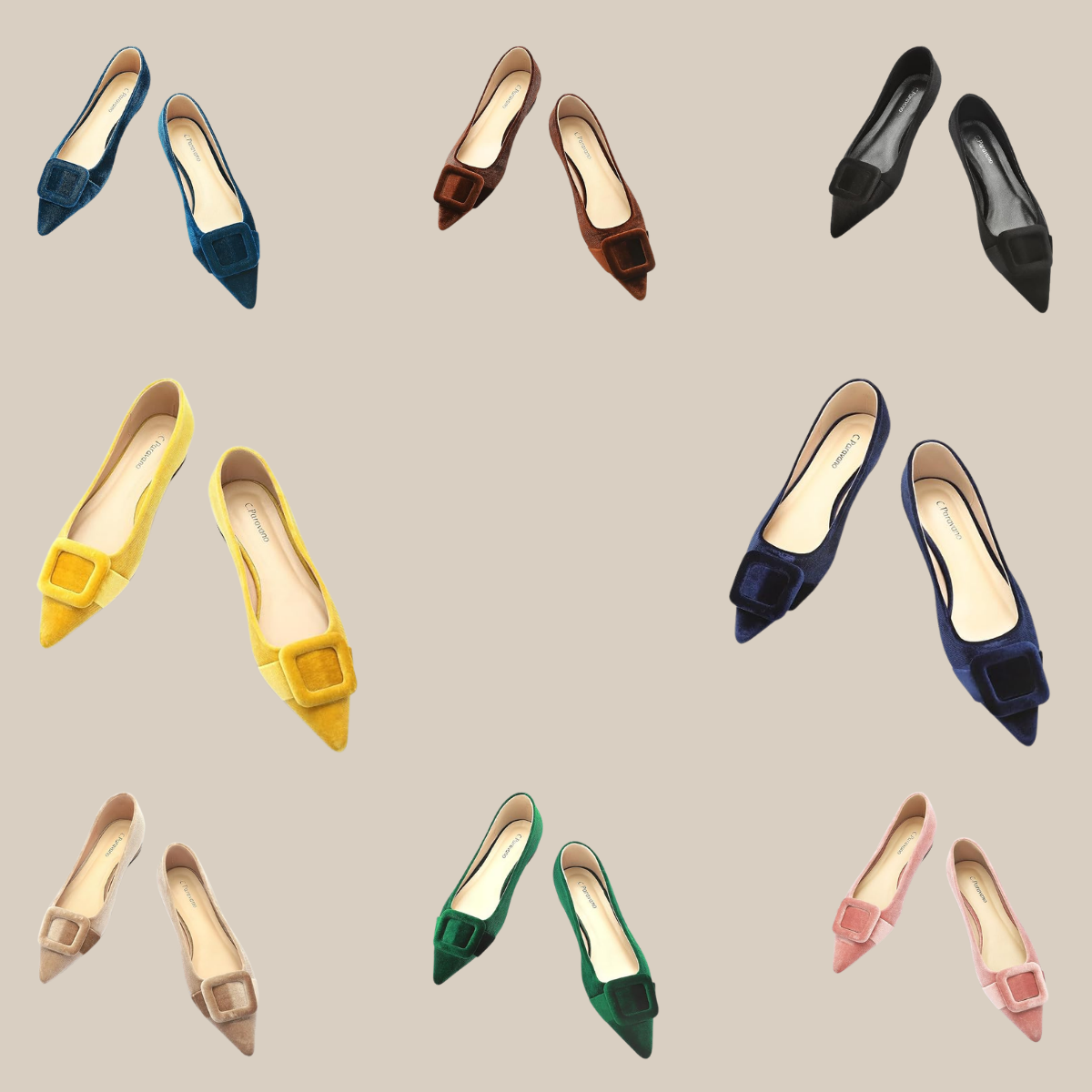 Collage of suede pointedtoe flats with large square buckles in blue brown black yellow navy beige green and pink on a beige background Tldr winter work outfits are easier with seven closet staples kick crop pants office shoes in the same color a button down a merino sweater a third piece weatherproof boots and a work tote Pair the pants and shoes in one color then build the top half around a button down and a merino sweater with a  adjust my crown