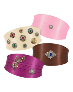 Group of four satin bracelets in pink cream brown and magenta each decorated with jeweled ornaments and metallic accents Tldr yes you can repeat a winter wedding guest dress In one poll 71 of adults said they wouldnt notice The more of the same guests the more you change Swap the belt shoes and earrings and top your winter wedding guest outfit with velvet or satin Poll two looks crown the winner and note  adjust my crown