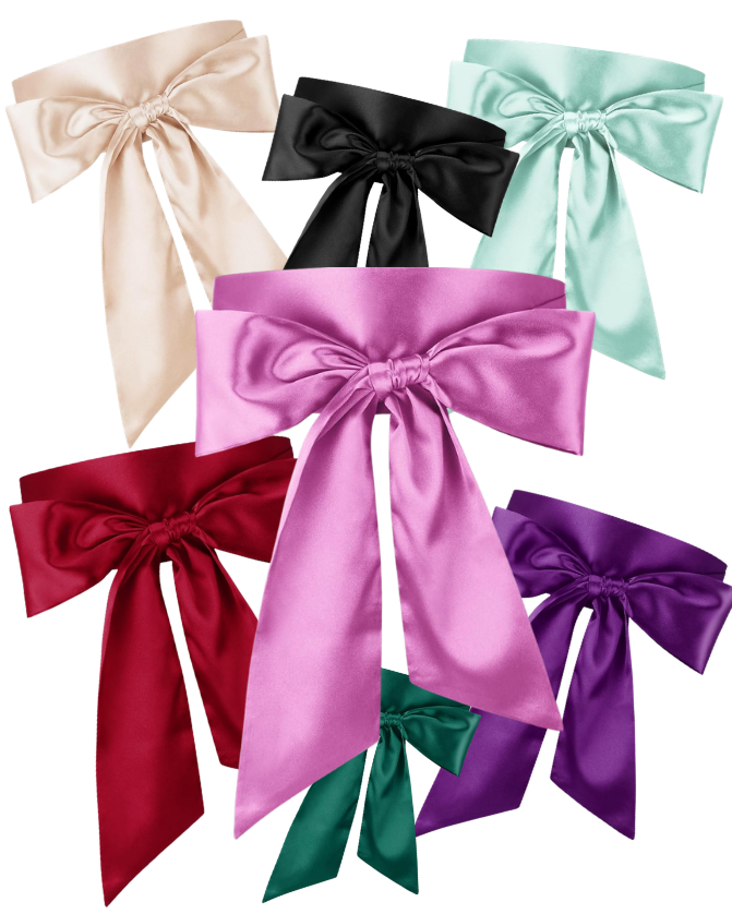 Cluster of satin gift bows in colorscream black mint pink red magenta purple teal and green Tldr yes you can repeat a winter wedding guest dress In one poll 71 of adults said they wouldnt notice The more of the same guests the more you change Swap the belt shoes and earrings and top your winter wedding guest outfit with velvet or satin Poll two looks crown the winner and note  adjust my crown